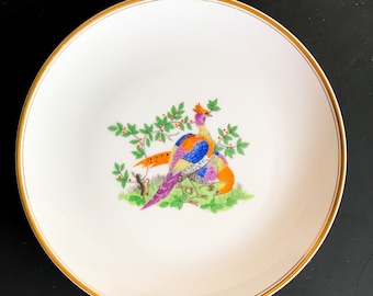 Plato de postre vintage Fitz and Floyd con diseño de faisán, plato de ensalada de porcelana pintado a mano con diseño de pájaro, decoración Grandmillennial, FF Japón descatalogado