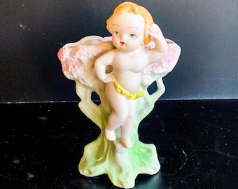 Vintage Made in besetzten Japan Bisque Cherub Bud Vase