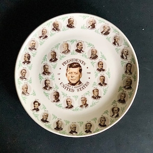 Vintage Souvenir Plate Presidents of the United States John F Kennedy JFK Presidential Plate Wall History Decor
