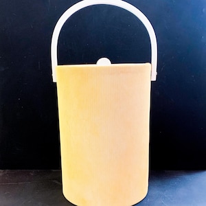 Vintage Ice Bucket George Briard Faux Grass Cloth Vinyl Summer Table and Bar Cart Decor