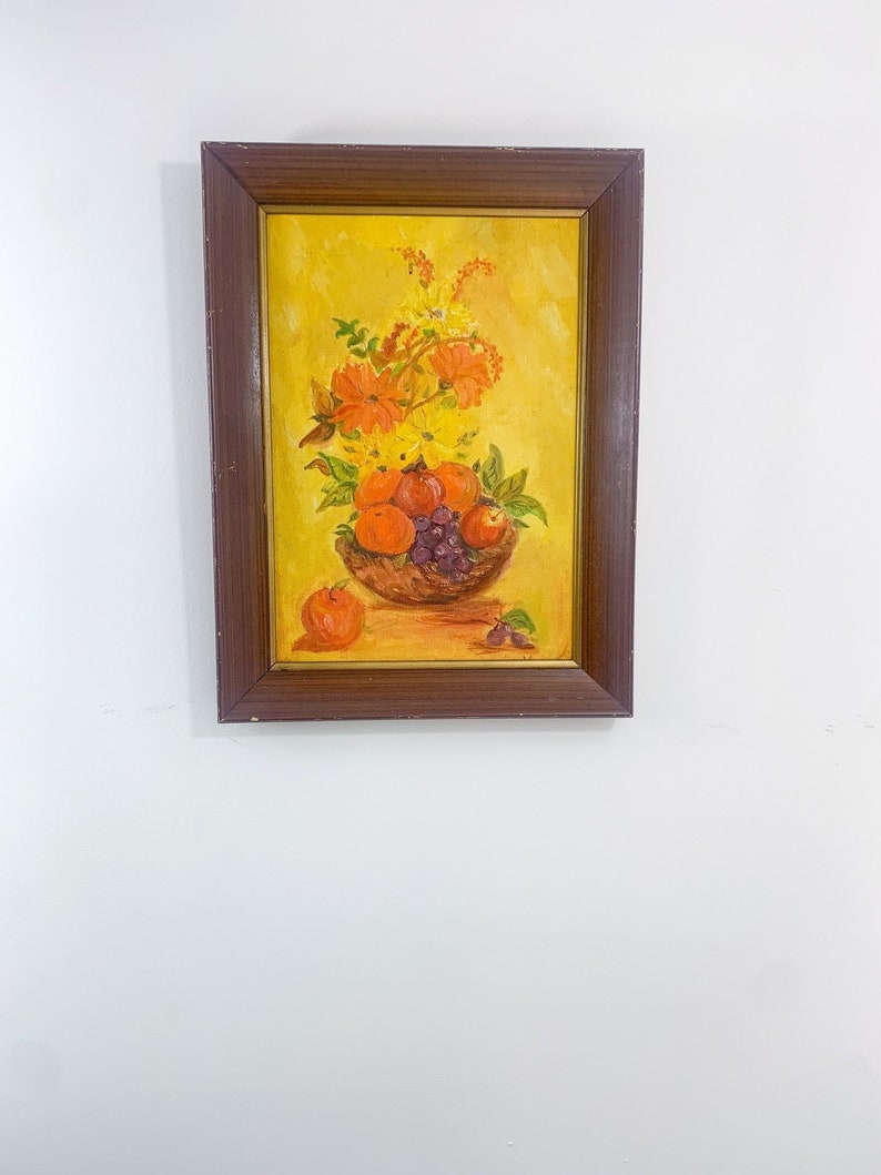 Vintage Painting Acrylic on Canvas Board Gold With Yellow Etsy