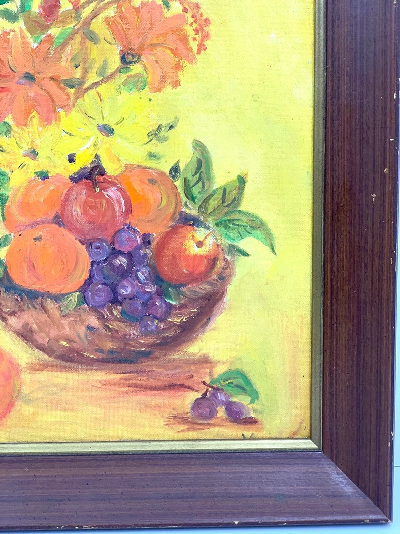 Vintage Painting Acrylic on Canvas Board Gold With Yellow Etsy