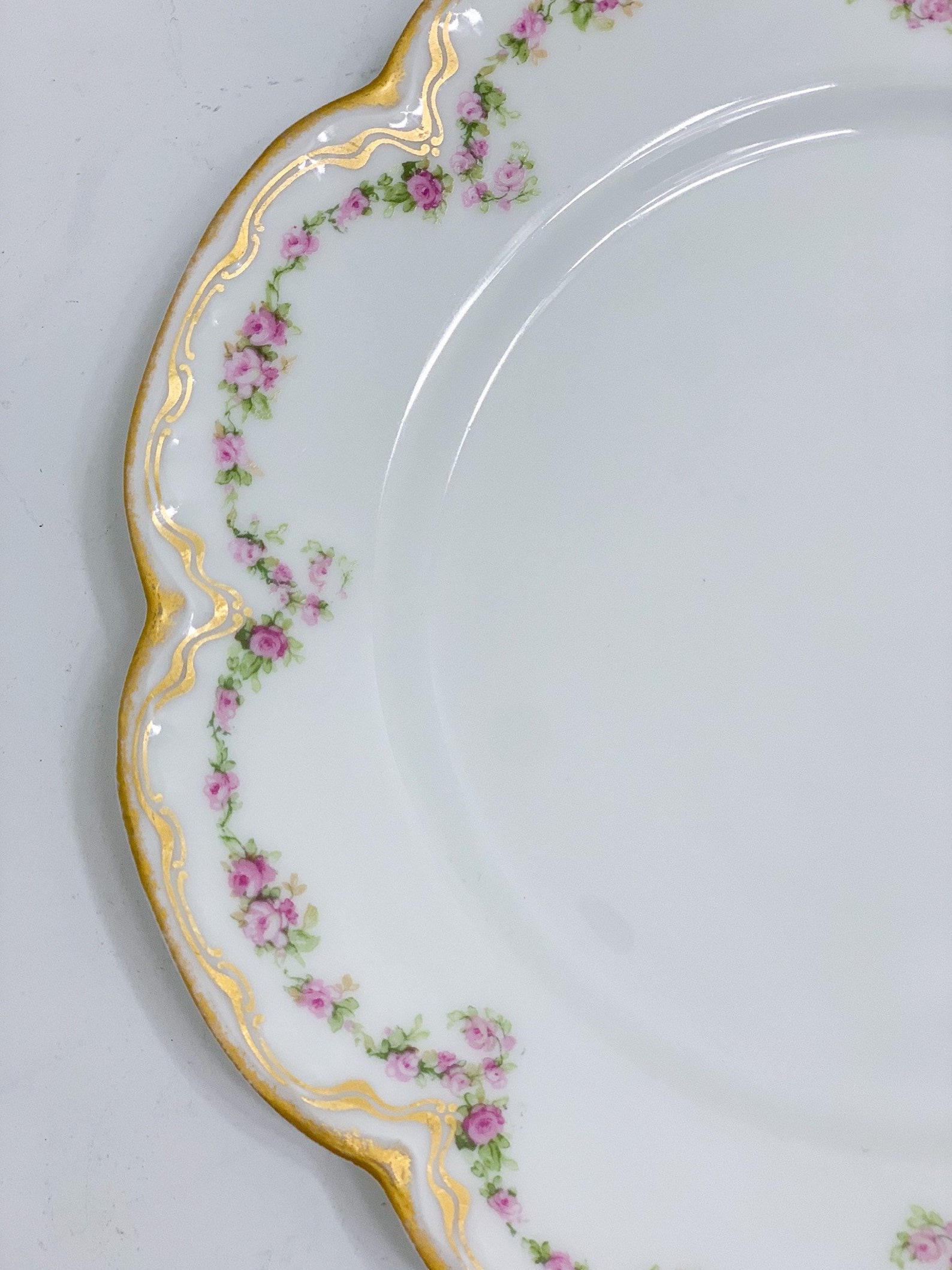 Vintage Limoges Pink Floral Plate With Gilded Accented Etsy