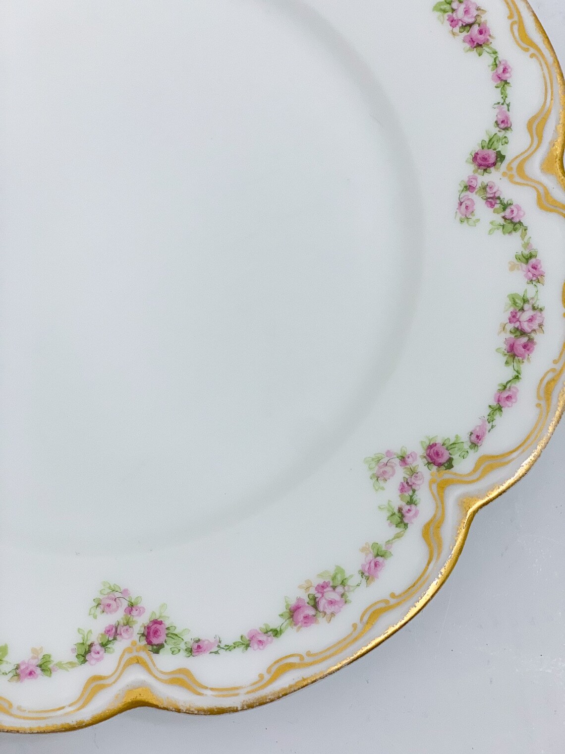 Vintage Limoges Pink Floral Plate With Gilded Accented Etsy