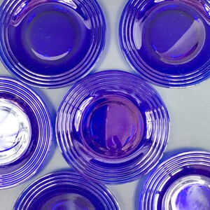 Vintage Depression Glass Cobalt Blue Salad/Luncheon Plates in Hazel Atlas&#39; Moderntone Pattern
