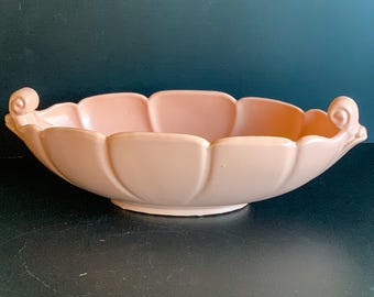 Macetero/consola de cerámica vintage, cuenco para servir, rosa, media luna, Abingdon, EE. UU., modelo 532