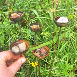 Rustic Bee & Butterfly Water Cups: Wildlife Garden Art, Set of 3/5