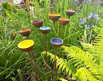 Handmade Bee Water Station Set: Colorful Garden Sculpture Decor