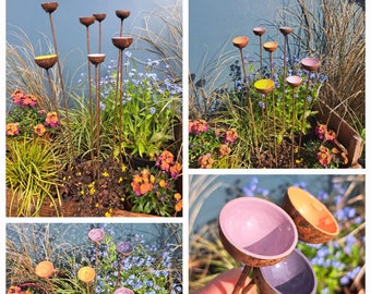 Bee and butterfly water station. Set of three cups Garden Sculpture Décor. The Wallflower Set