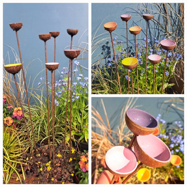 Bee and butterfly water station, set of three cups Garden Sculpture Décor wallflower colours