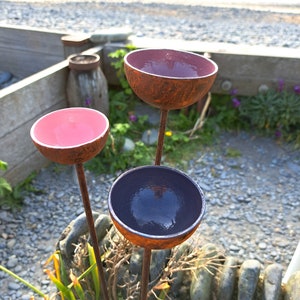 Large Water Catcher Set of three in pinks Garden Sculpture Décor