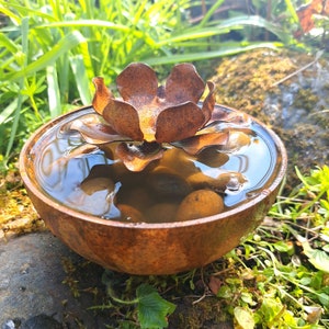 Handcrafted Mini Pond: Rusted Lily Garden Water Bowl