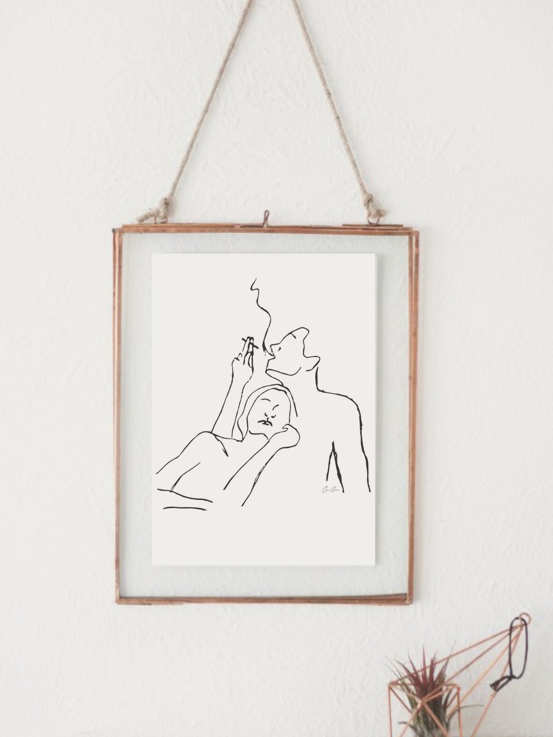 Romantic Nude Couple Drawing / Line Drawing / Minimalist Art / Digital