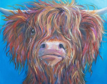 Highland cow signed print