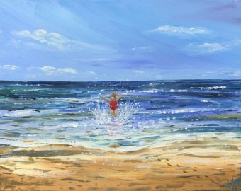 Jump the Waves A4 signed print by Kerry Hogg