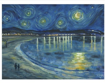 Starry night over Burntisland A4 signed print