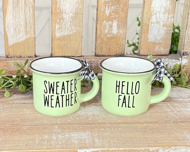 Farmhouse Mini Fall Espresso Mug, Fall Mugs, Fall Decor, Fall Tiered Tray Decor, Sweater Weather, Hello Fall, Mini Espresso Mugs image 1