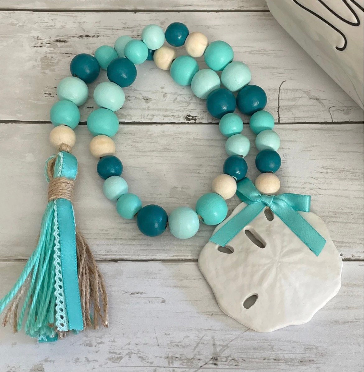Beach Garland Nautical Beach Decor Farmhouse Wooden Beads Etsy