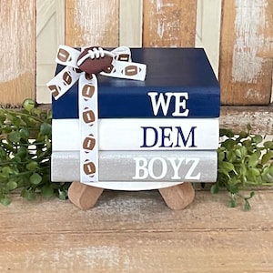 Farmhouse Mini Wood Book Stack, Dallas Cowboys Wood Books, Cowboys Football Decor, Football Tiered Tray Decor, NFL Decor, Fall Decor