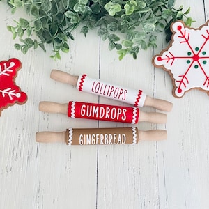 Gingerbread Rolling Pin, Gingerbread Decor, Farmhouse Christmas Tiered Tray Decor, Rae Dunn Accents, Mini Wood Rollin Pin,Coffee Bar Decor