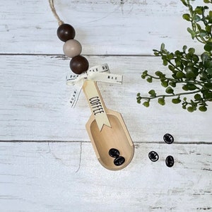 Coffee Garland, Canister Scoop, Coffee Bar, Farmhouse Wood Bead Garland, Casa Beads, Tiered Tray Decor, Wooden Beads, Farmhouse