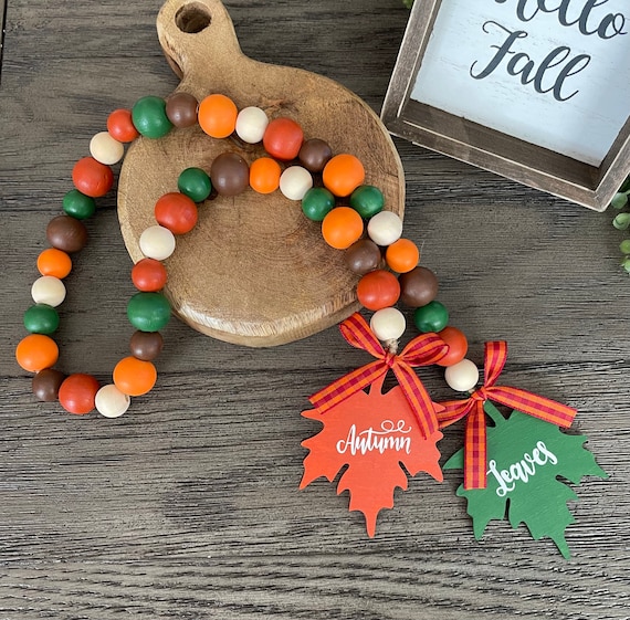 Fall Garland, Wood Beads Garland, Wooden Beads, Farmhouse Decor