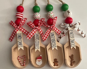 Farmhouse Garland, Canister Scoop Garland, Farmhouse Christmas Wood Bead Garland, Christmas Decor, Farmhouse Tiered Tray Decor