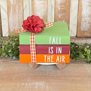 Farmhouse Mini Wood Book Stack, Fall Book Stack, Fall Wood Books, Fall ...