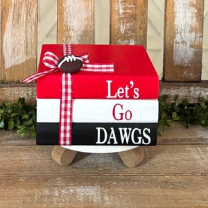 Farmhouse Mini Wood Book Stack, Georgia Wood Books, College Inspired Football Decor, School Football Tiered Tray Decor, College Trinkets