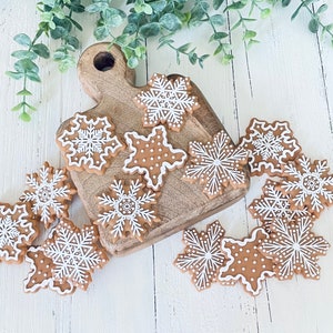 Gingerbread Snowflake Cookies Gingerbread Decor Christmas Cookies Christmas Tiered Tray Decor Neutral Gingerbread Decor Snowflakes Hot Cocoa
