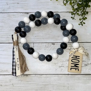 Farmhouse Garland, Wooden Beads Garland, Rae Dunn Inspired, Home Decor, Tiered Tray Decor, Casa Beads, Farmhouse Wood Bead Garland