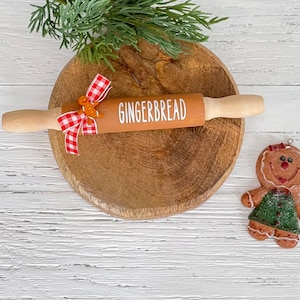 Gingerbread Rolling Pin, Gingerbread Decor, Farmhouse Christmas Tiered Tray Decor, Rae Dunn Accents, Mini Wood Rollin Pin