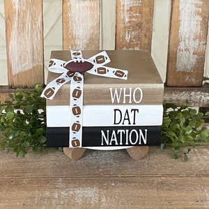 Farmhouse Mini Wood Book Stack,New Orleans Saints Wood Books, Saints Football Decor,New Orleans Saints Football Tiered Tray Decor, NFL Decor