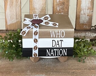 Farmhouse Mini Wood Book Stack,New Orleans Saints Wood Books, Saints Football Decor,New Orleans Saints Football Tiered Tray Decor, NFL Decor