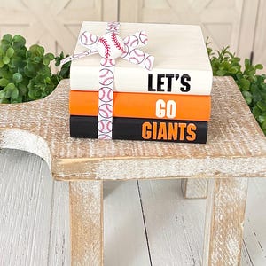 Farmhouse Mini Wood Book Stack, San Francisco Giants Wood Books, SF Giants Inspired Decor, Baseball Tiered Tray Decor, Coffee Bar Decor