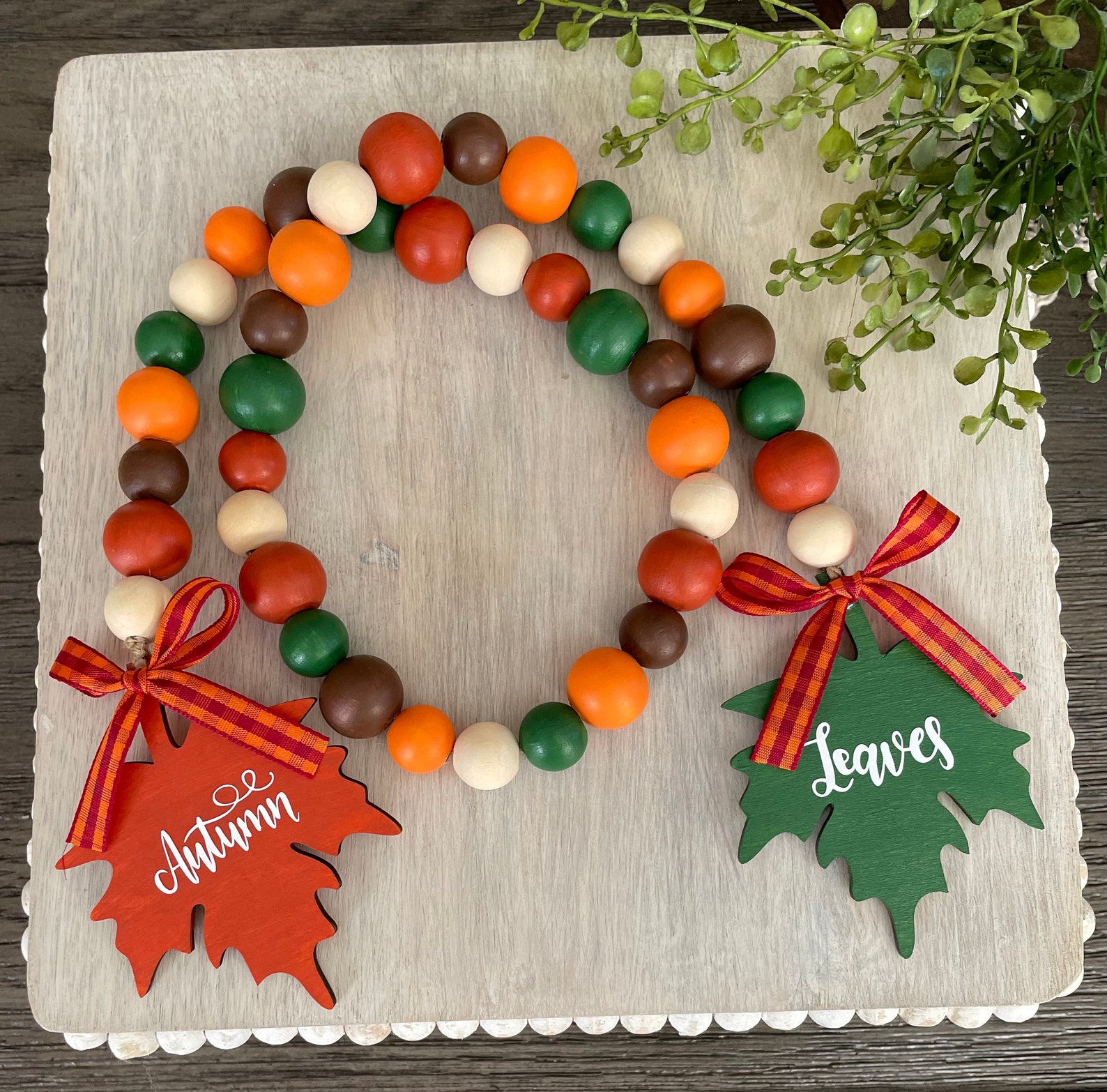 Fall Garland Wood Beads Garland Wooden Beads Farmhouse Etsy