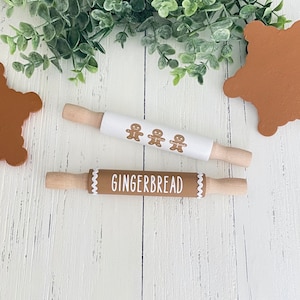 Gingerbread Rolling Pin, Gingerbread Decor, Farmhouse Christmas Tiered Tray Decor, Rae Dunn Accents, Mini Wood Rollin Pin,Coffee Bar Decor