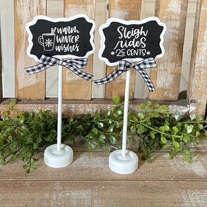 Farmhouse Winter Signs, Snow Sign, Christmas Sign, Winter Decor, Tiered Tray Decor, Cocoa Bar, Coffee Bar