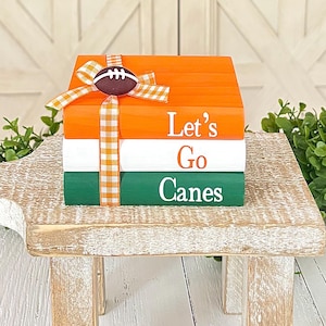 Mini Wood Book Stack College Football Wood Books College Decor Back To School Decor Football Tiered Tray Decor College Trinkets Student Gift