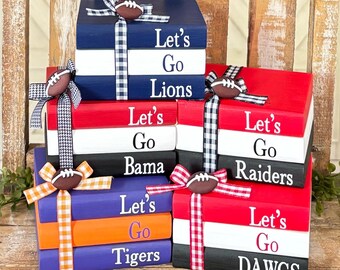 Mini Wood Book Stack Football Wood Books Student Decor Back To School Decor Football Fanatic Tier Tray Decor Student Trinkets Student Gifts