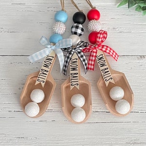 Farmhouse Snowball Canister Scoop Garland, Snowball Garland, Farmhouse Christmas Garland, Christmas Decor, Christmas Tiered Tray Decor
