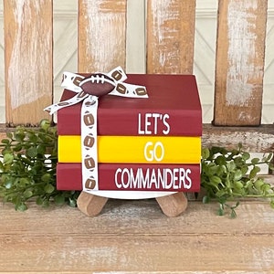 Farmhouse Mini Wood Book Stack,Washington Commanders Wood Books,Washington Commanders Football Decor,Football Tiered Tray Decor,NFL Decor