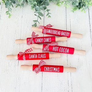 Christmas Rolling Pin, Mini Wood Rolling Pin, Christmas Decor, Farmhouse Decor, Tiered Tray Decor
