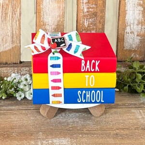 Farmhouse Mini Wood Book Stacks, Classroom Decor, Teacher Gifts, School ...