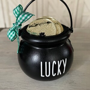St. Patrick’s Day Decor, Lucky Cauldron, Pot O’ Gold, Farmhouse Tiered Tray Decor, Farmhouse St. Patrick’s Day Decor