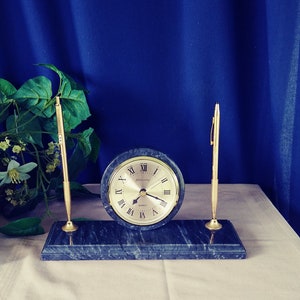 Vintage Marble Clock Desk Set by Reflections.