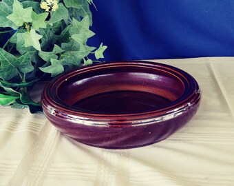 Vintage Brown Betty Pottery Planter. Low and Wide Ceramic Planter. Fairy Garden planter. Brown Betty Casserole Dish.