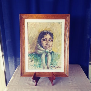 Vintage Original Oil Painting. Folk Art Oil Painting. Mexican Folk Art.
