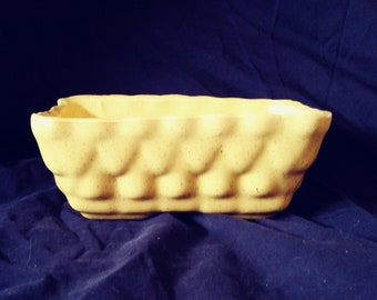 Vintage Yellow Rectangular Ceramic Planter.