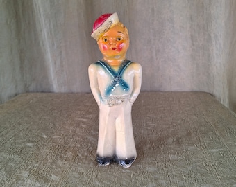 Vintage Chalkware Carnival Prize Sailor Boy. Rare Chalkware.